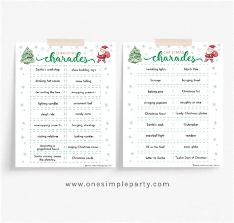 Free Printable Christmas Charades Game