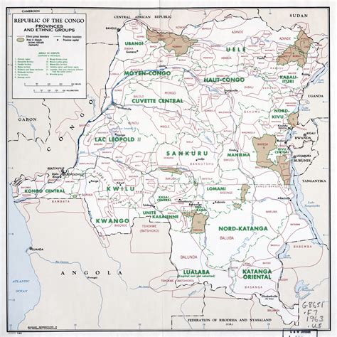 Large scale map of Republic of the Congo with provinces and ethnic groups - 1963 | Congo ...