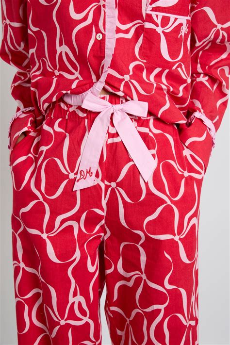 antonia pj set- red bows in 2025 | Pj sets, Pajama set, Red pajamas
