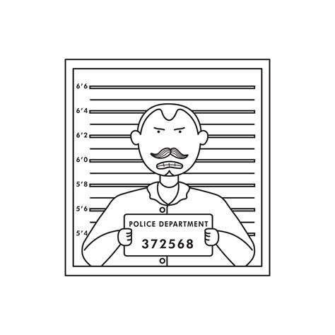 kids drawing Vector illustration Prisoner and Mugshot flat cartoon ...