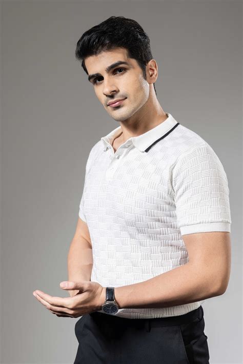White Self Design Premium Flat Knit Polo T-Shirt – Gritstones