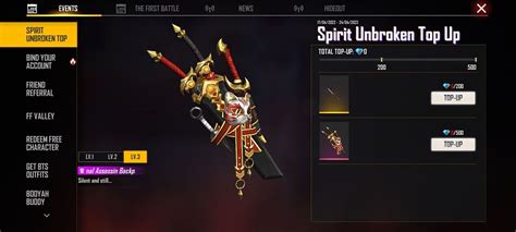 How to get legendary Spirit Unbroken Katana skin in Free Fire this week