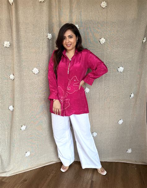 Bandhej flora natura crepe silk tops