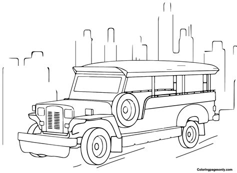 Jeepney Drawing Easy Coloring Page - Free Printable Coloring Pages