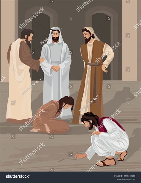 Biblical Vector Art Jesus Sinner Woman Stock Vector (Royalty Free ...