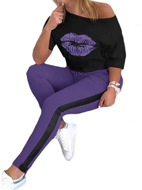 Caperze Plus Size Activewear Set for Women Tops Pants Casual Tracksuits ...