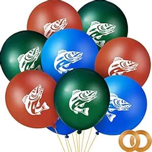 Gejoy Bass Balloons Set, Includes 48 Pieces Gone Fishing Latex Balloons ...
