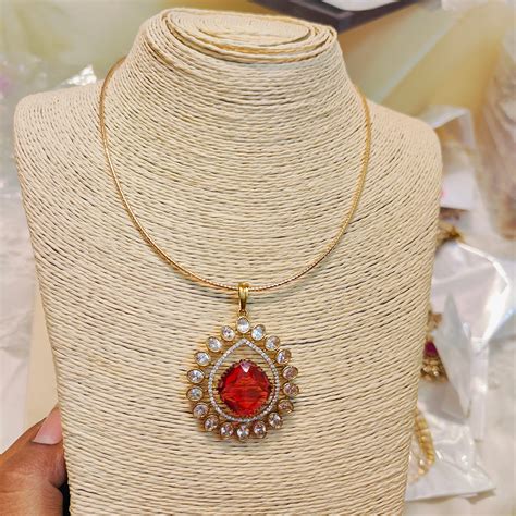 Uncut stones pendant set with chain premium quality – Kankanam - South ...