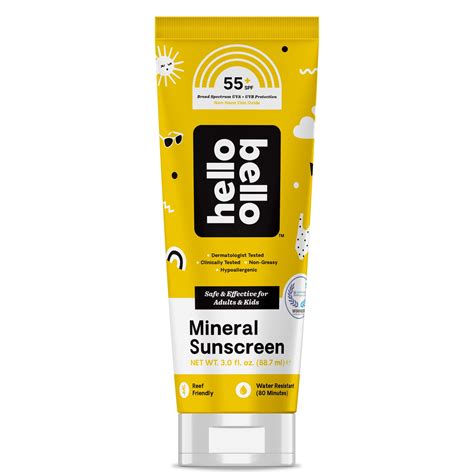 Hello Bello Mineral Sunscreen Lotion with Zinc Oxide, SPF 55, Reef ...
