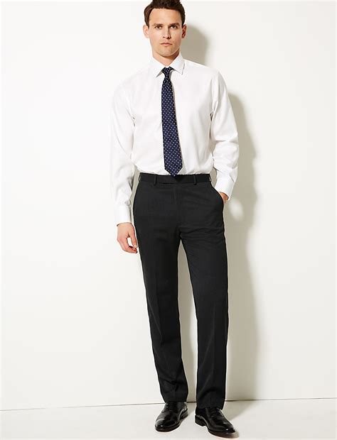 Buy Charcoal Regular Fit Trousers at Marks & Spencer