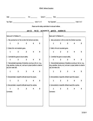 Fillable Online Please use the rating scale below to rate each referee ...