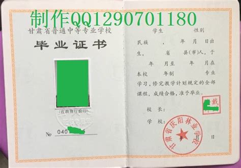 甘肃省庆阳林业学校中专证书 - 仿制大学毕业证