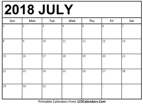 2018年7月カレンダー無料 | 2018 カレンダー を無料でダウンロードできます