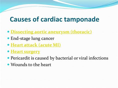 PPT - Cardiac Tamponade: Overview, Symptoms, Signs, Causes, Risk factor ...