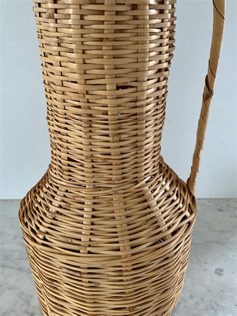 Vintage Boho Wicker Vase Basket at 1stDibs | tall wicker floor vase ...