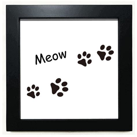 no/no Cat Mewing Animal Black Footprint Art Paw Print Black Square ...