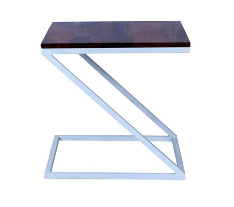 Sheesham Wood & Iron Z Shape Bedside End Tables Side Stool for Bedroom ...