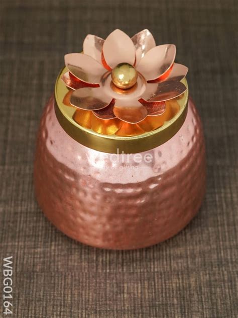 Copper Coated Dry Fruit container with Brass Lid - WBG0164 – Wedtree