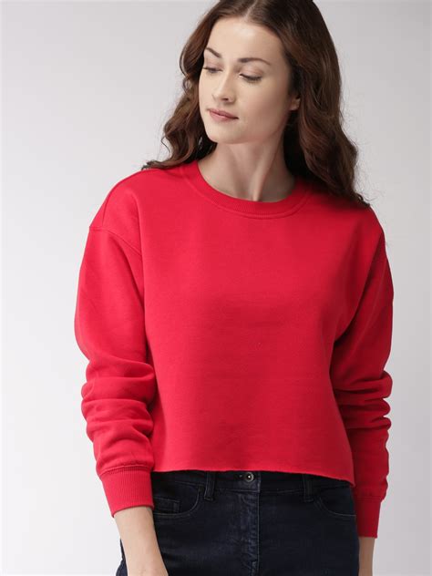 Buy FOREVER 21 Women Red Solid Sweatshirt - Sweatshirts for Women ...
