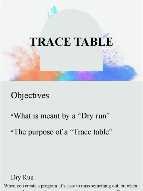 Image result for Trace table Examples