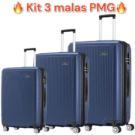 Kit Conjunto 3 Malas De Viagem Pmg Resistente Premium Pequena 10kg E ...