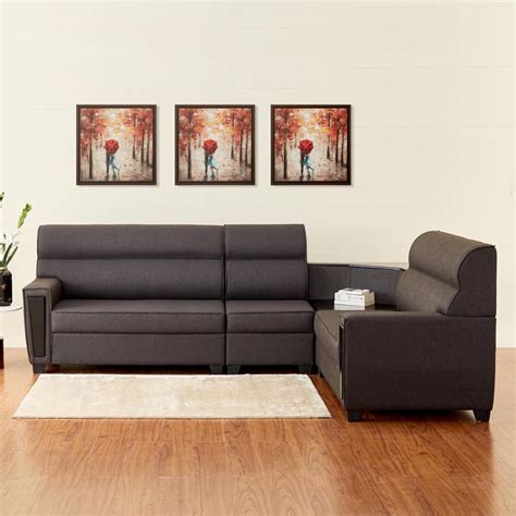 Buy Helios Prixa Fabric 5-Seater Right Corner Sectional Sofa - Brown ...