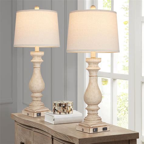 Rinweey 27.5" Farmhouse Table Lamp for Living Room Set of 2,Vintage ...