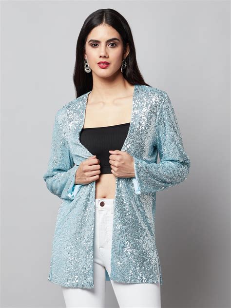 Light Blue Sequin Open Shrug – Attic Salt