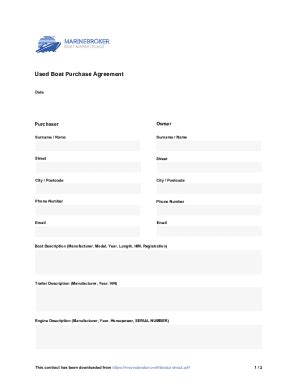 Fillable Online Boat Purchase And Sale Agreement Template Fax Email ...