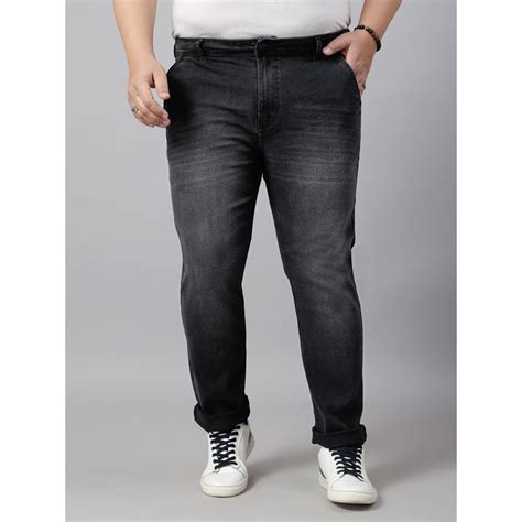 Buy Style Quotient Men Plus Size Black Tapered Fit Mid Rise Stretchable ...