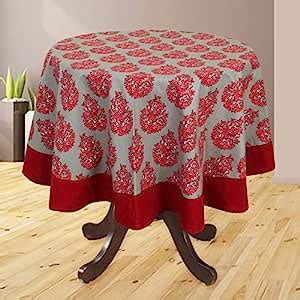 Buy Bilberry Furnishing By Preeti Grover Cotton Round Table Cover 4.7 ...