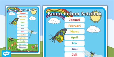 Poster Nama-nama Bulan dalam Setahun