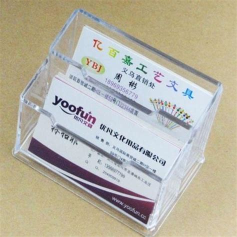 4 PCS Acrylic Transparent Double Grid Card Case Name Card Stand(Transp ...