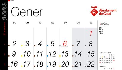 Calendari de recollida porta a porta – gener 2023 - Porta a porta calaf