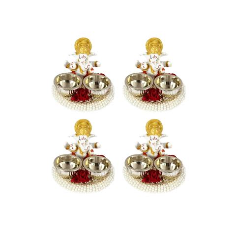Buy Handicrafts Paradise Plastic Decorative Puja Thali Haldi Kumkum ...