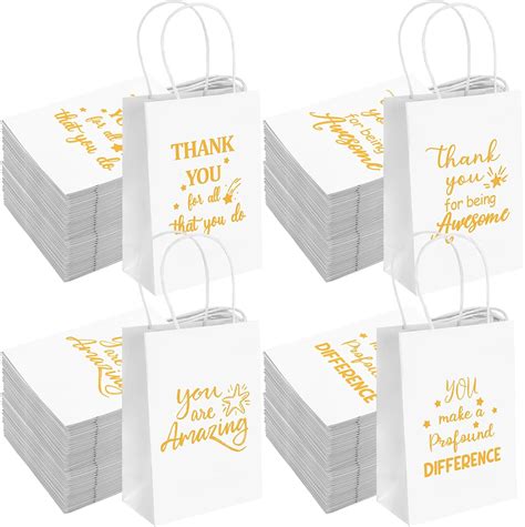 Amazon.com: Gueevin 100 Pcs Thank You Gift Bags with Handles Employee ...