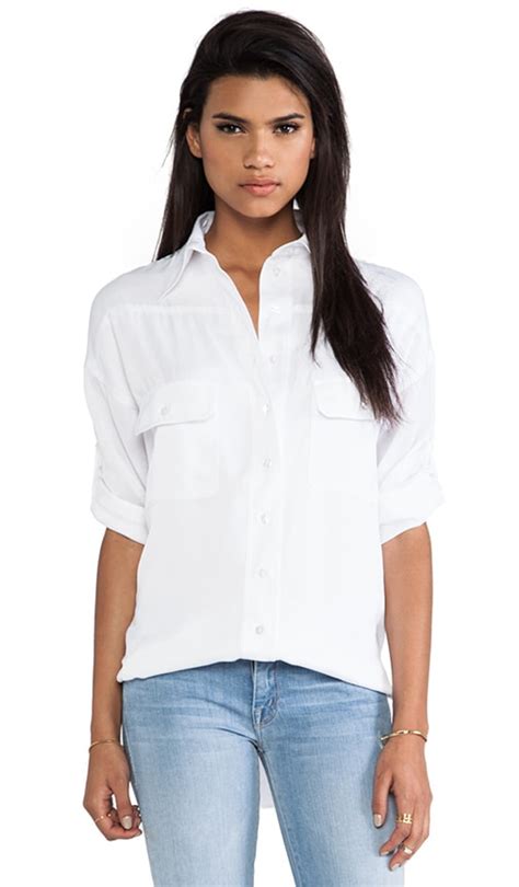 primary Wingback Camper Blouse in White | REVOLVE