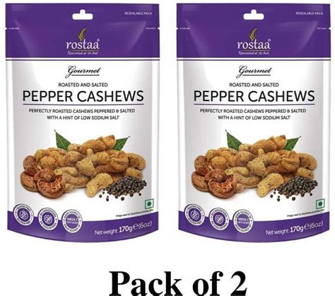 Rostaa Roasted & Salted Black Pepper Cashew (Pack of 2) Cashews Price ...
