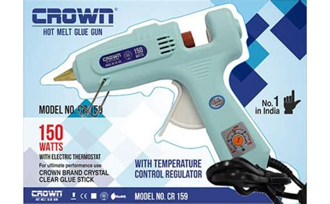 Crown Brand Professional Hot Melt Glue Gun - 150 Watt - Silicone Cover ...
