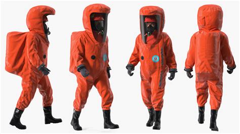 Heavy Duty Chemical Protective Suit Walking Pose Red 3D | 3D Molier ...