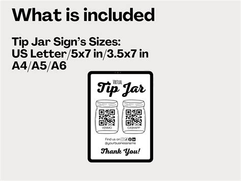 Printable Virtual Tip Jar Sign, Virtual Tip Jar Sign Canva Template, Customizable Tip Jar Sign ...