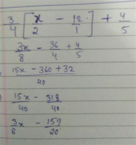 Simplify the following algebraic expression 3 over 4 open parentheses 1 ...