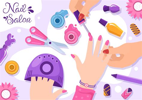 Nail Polish Salon Template Hand Drawn Cartoon Flat Illustration ...
