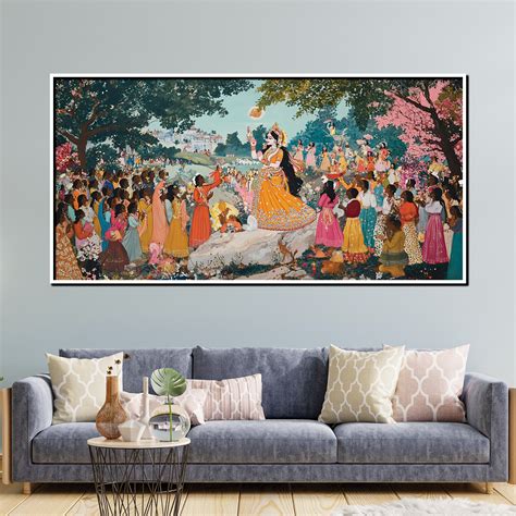 Krishna Ras Leela Wall Art – Traditional Indian Painting of Devotion a ...