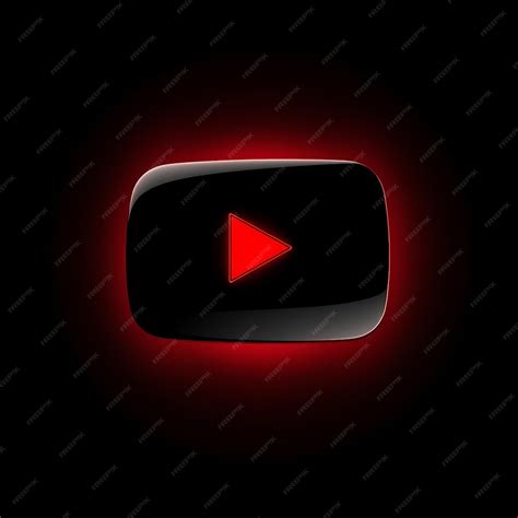 3d render youtube logo shaped in glossy black and red glass floating ...