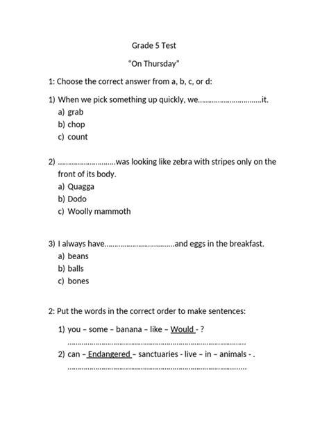 Class 5 Test Questions 的图像结果