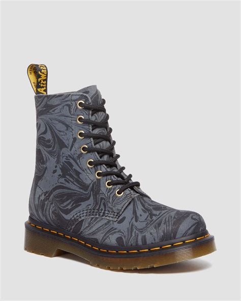 Dr. Martens 1460 Pascal Marbled Suede Lace Up Boots in Blue | Lyst