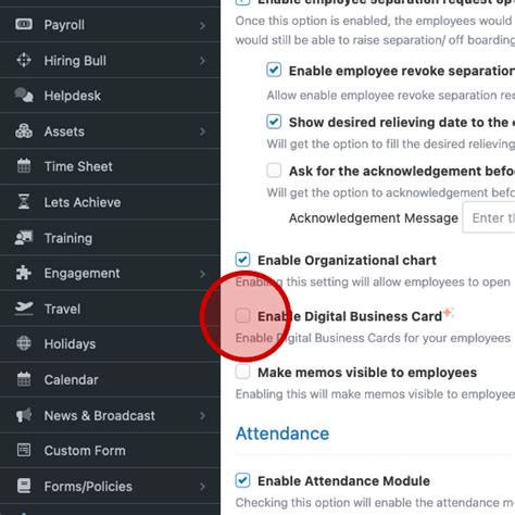 Enabling Digital Business Cards - Hawk HR