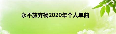 永不放弃杨2020年个人单曲_公会界