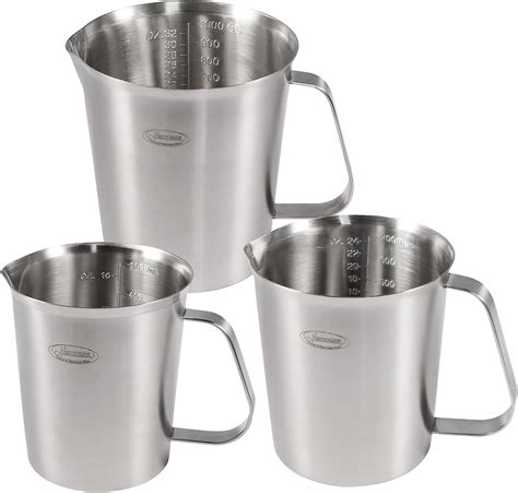 3 Pack Stainless Steel Measuring Cup, Metal Measuring Cup with Handle ...